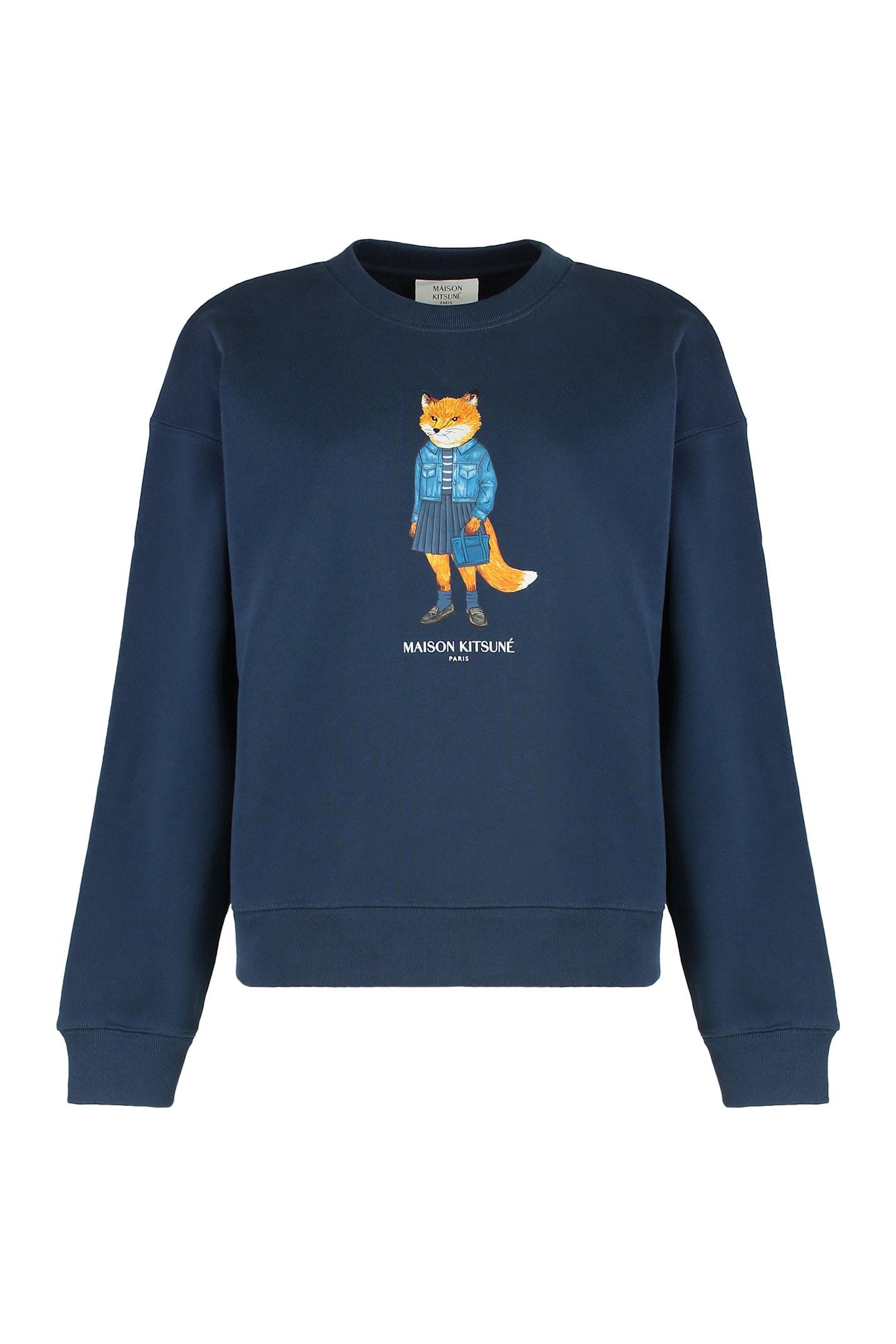 maison kitsuné cotton crew-neck sweatshirt