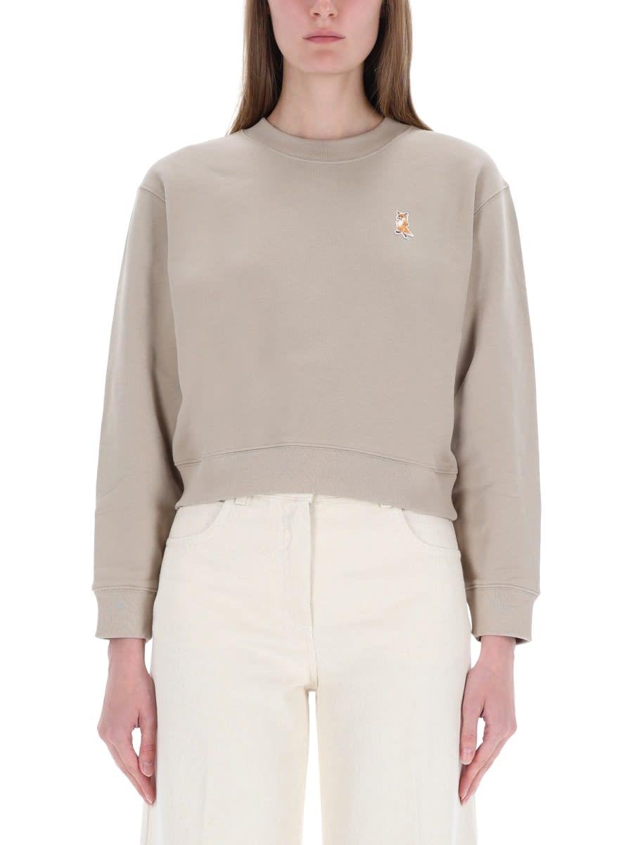 maison kitsuné cropped fox sweatshirt