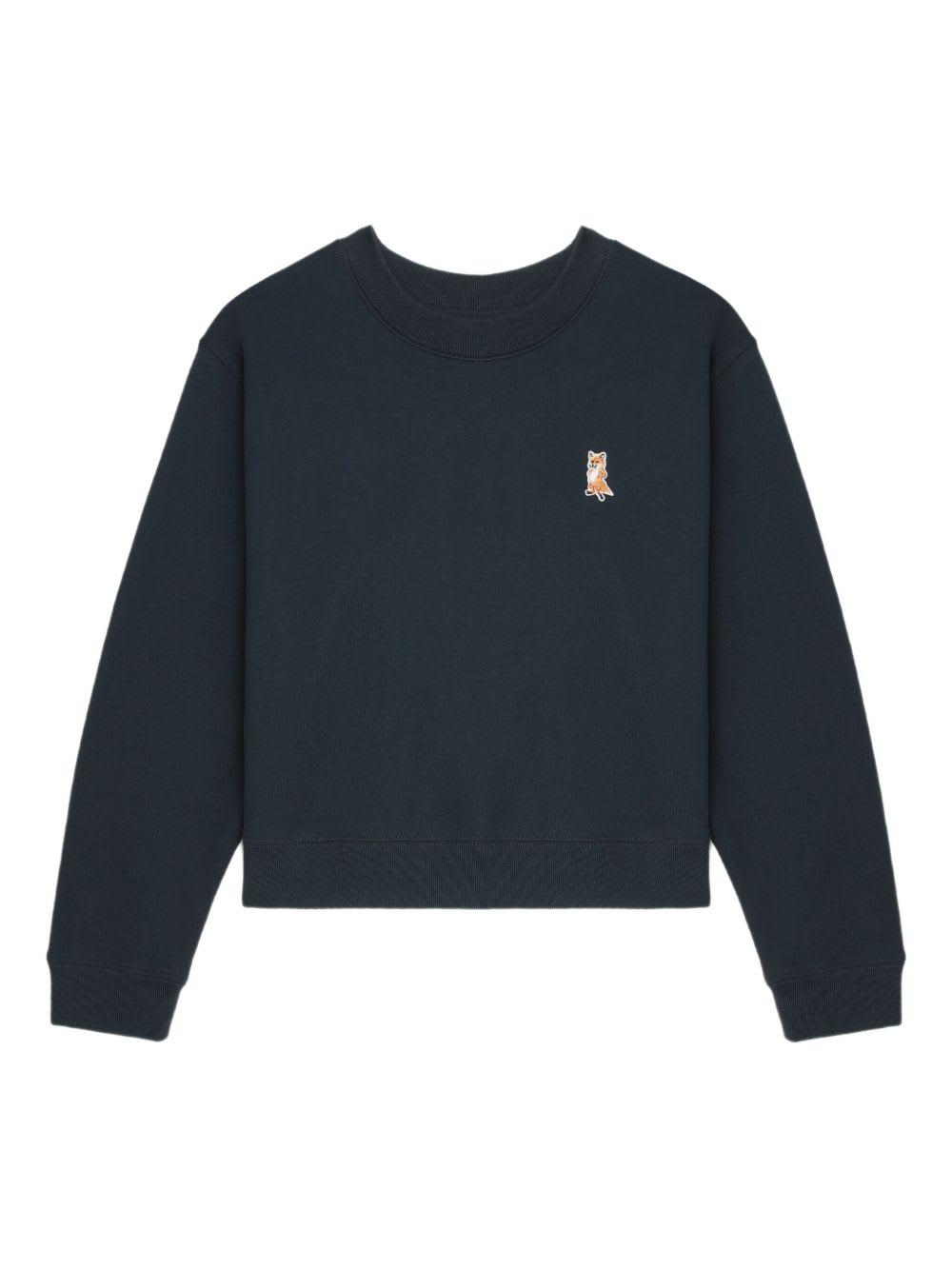 maison kitsuné lady fox cotton cropped sweatshirt