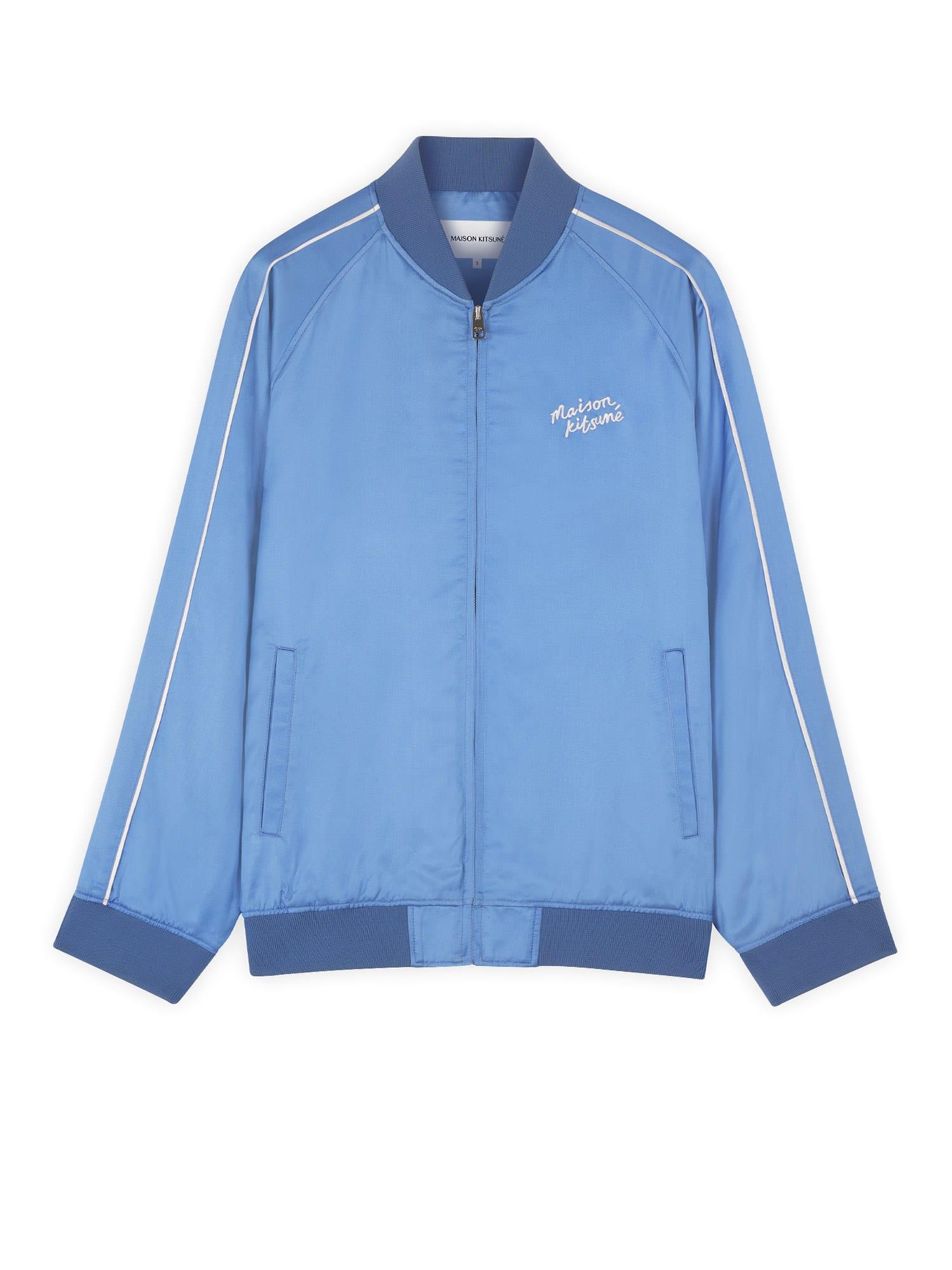 maison kitsuné viscose jacket with logo embroidery
