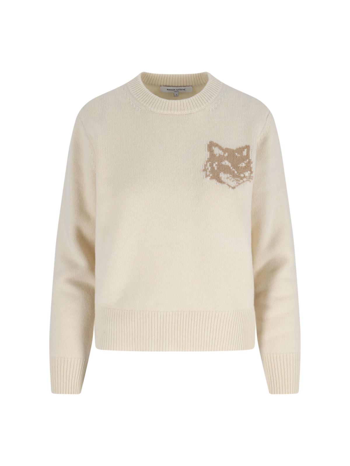 maison kitsune' maison kitsune sweaters white wool - women