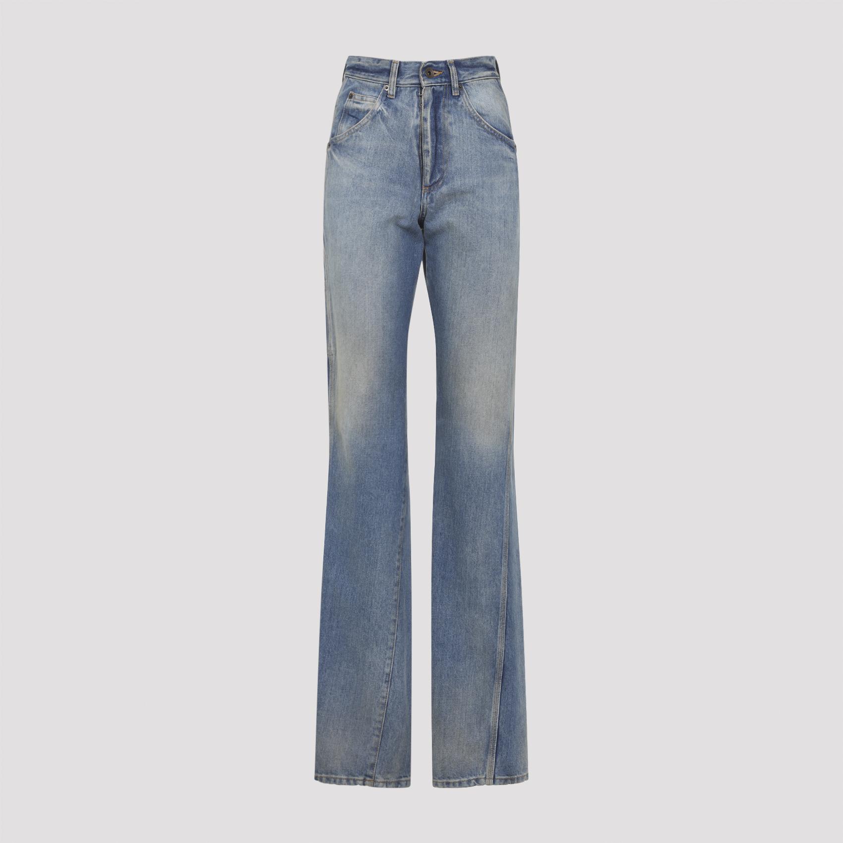 maison margiela 5 pockets pants blue cotton jean - women