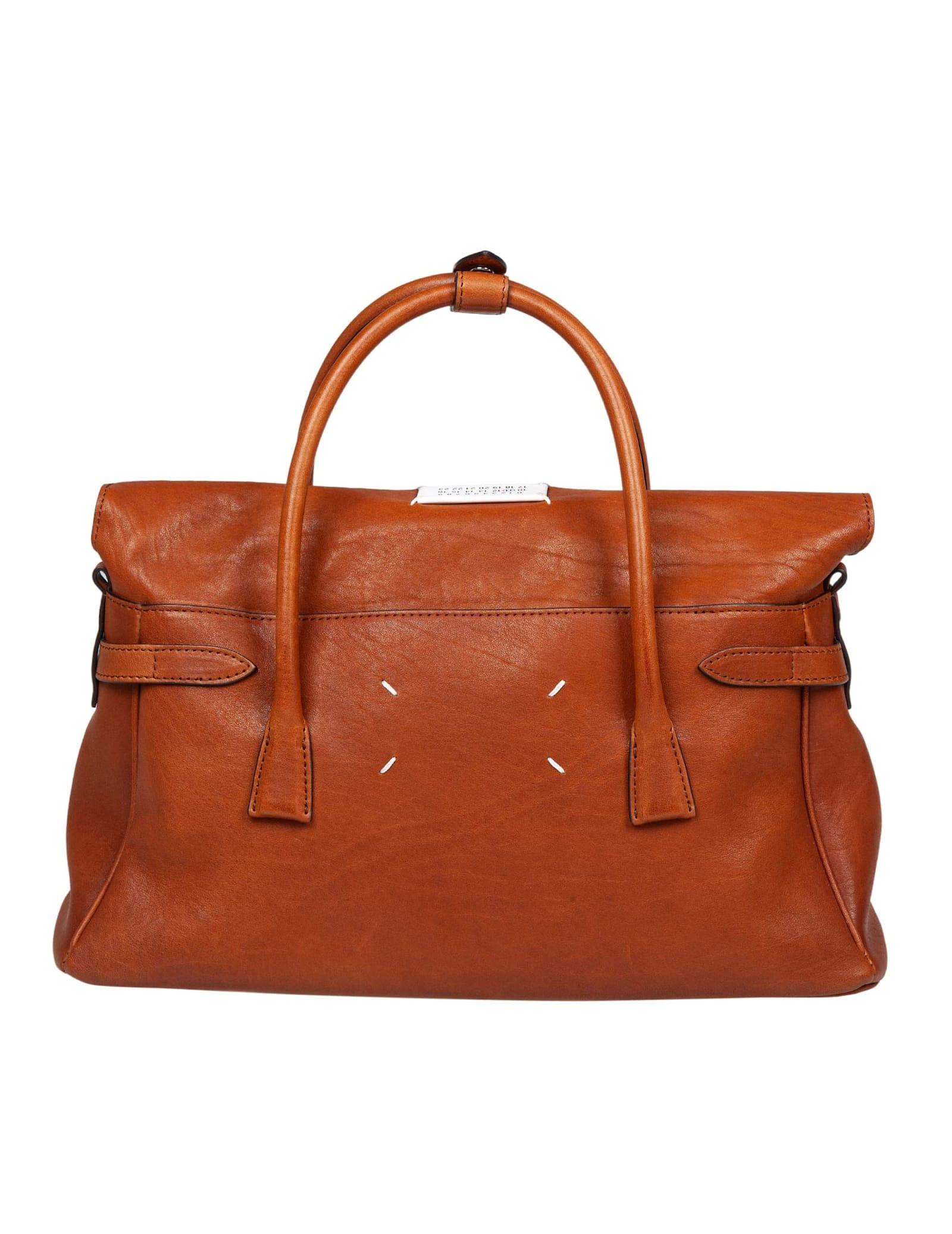 maison margiela 5ac handbag in vintage cognac leather