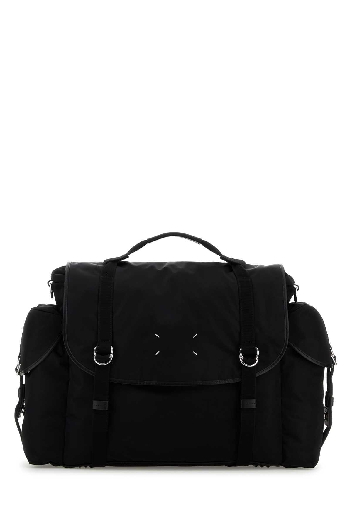 maison margiela black fabric messenger travel bag