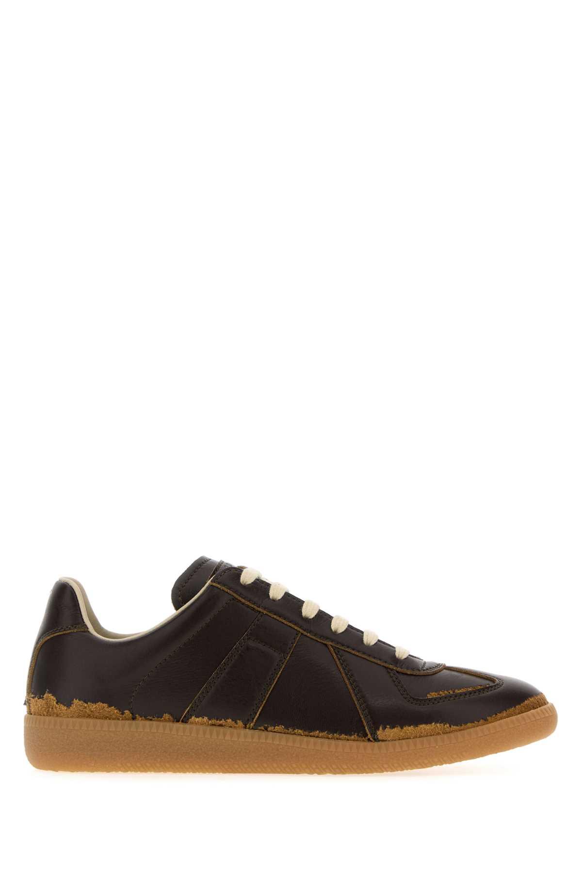 maison margiela brown leather replica sneakers