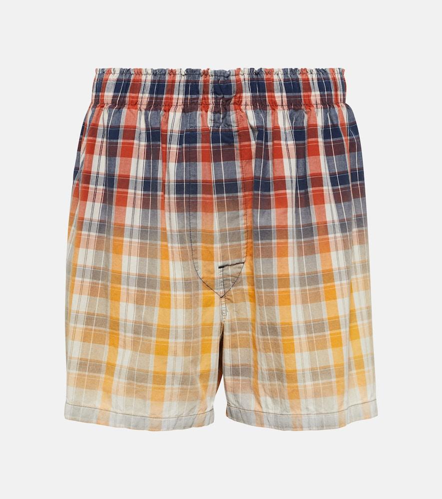 maison margiela checked cotton shorts