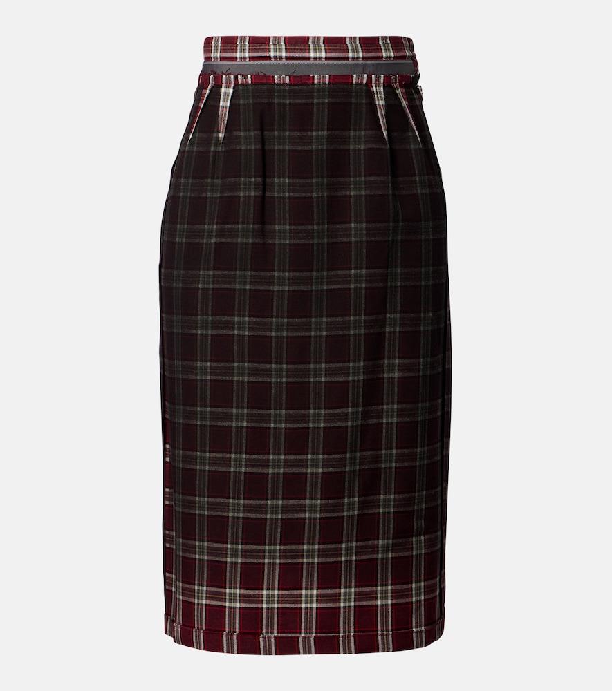 maison margiela checked pencil skirt