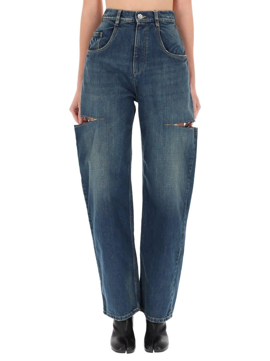 maison margiela cropped jeans with frayed hem