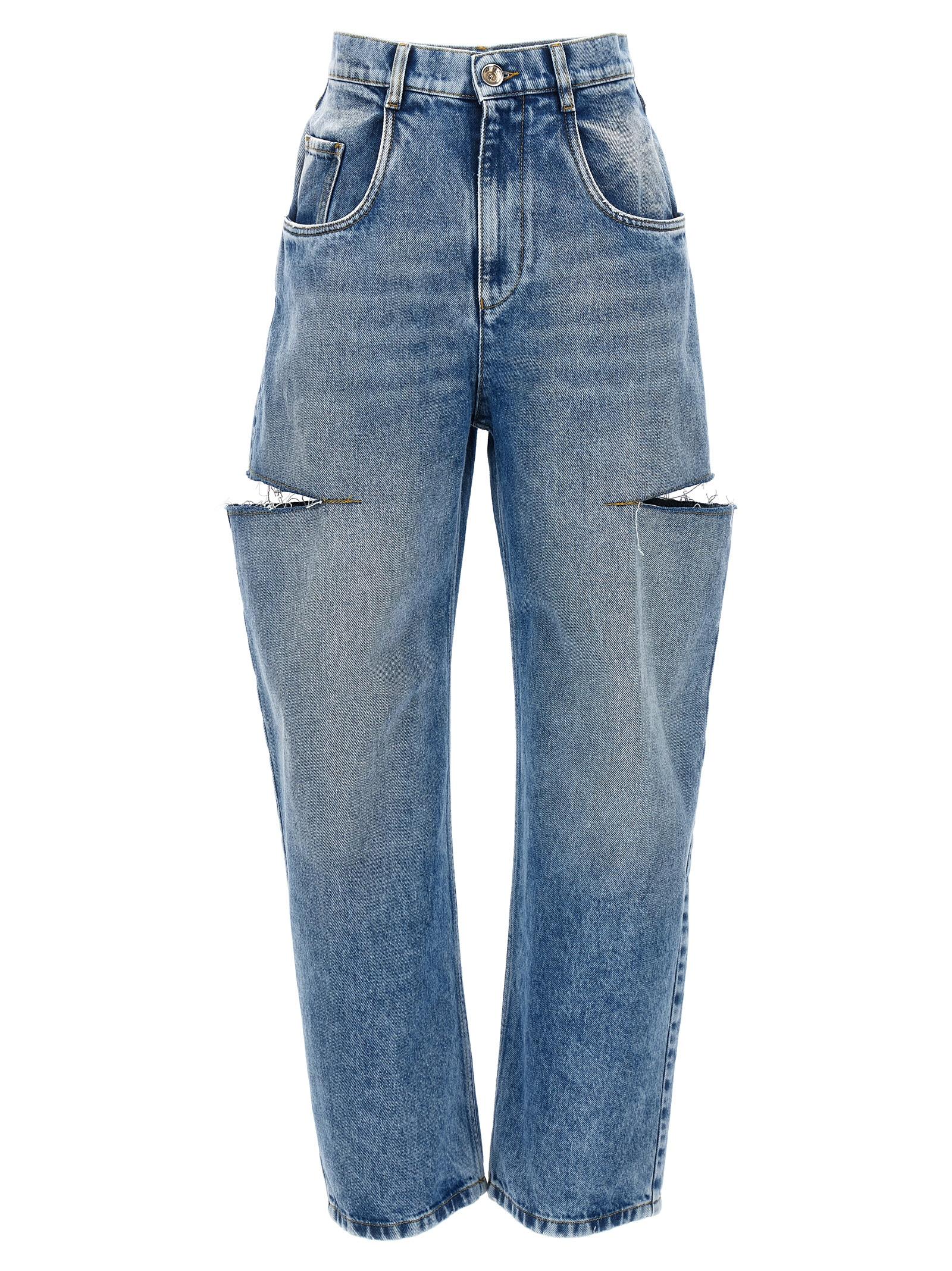 maison margiela cut-out jeans light blue cotton - women
