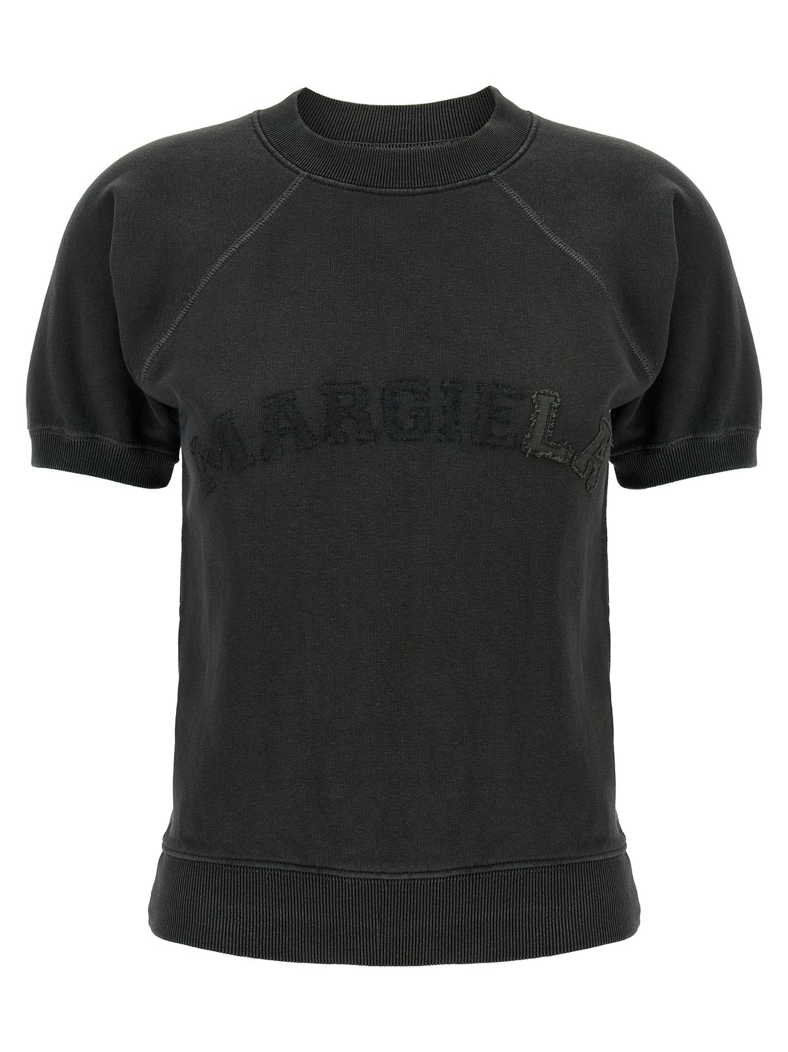 maison margiela décortiqué logo sweatshirt gray cotton - women