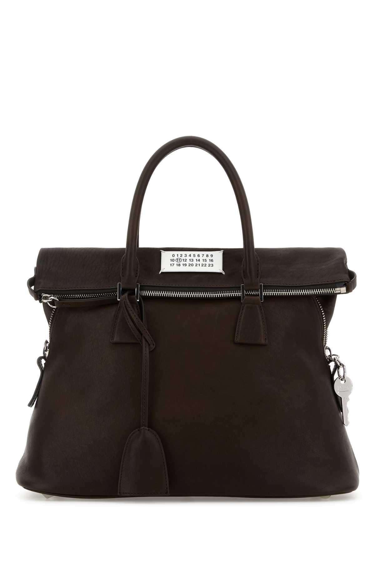 maison margiela dark brown leather medium 5ac loved to death handbag