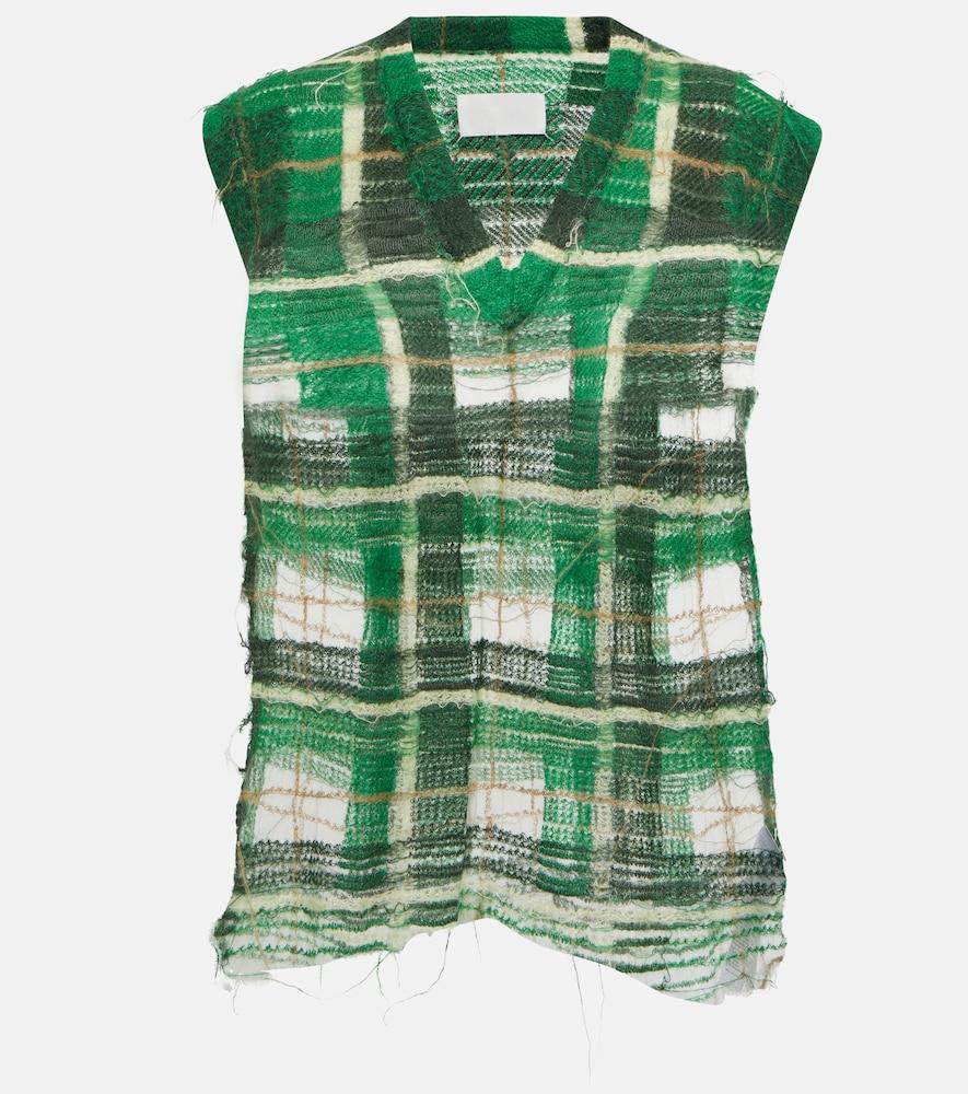 maison margiela distressed checked mohair