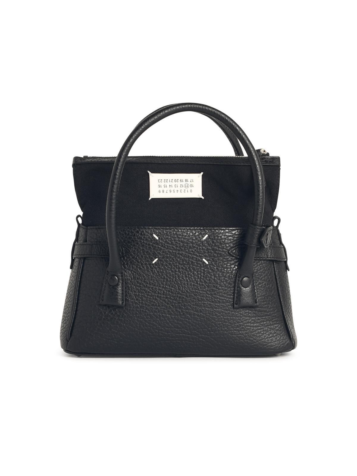 maison margiela east west black leather bag
