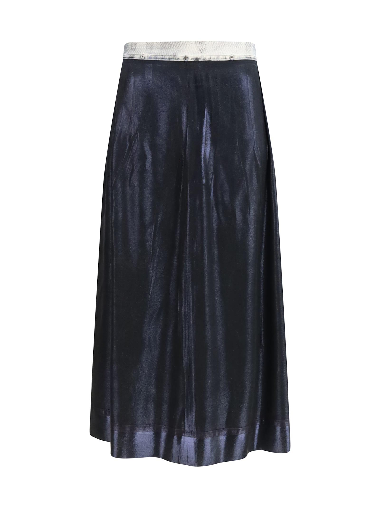 maison margiela foil-treated midi skirt