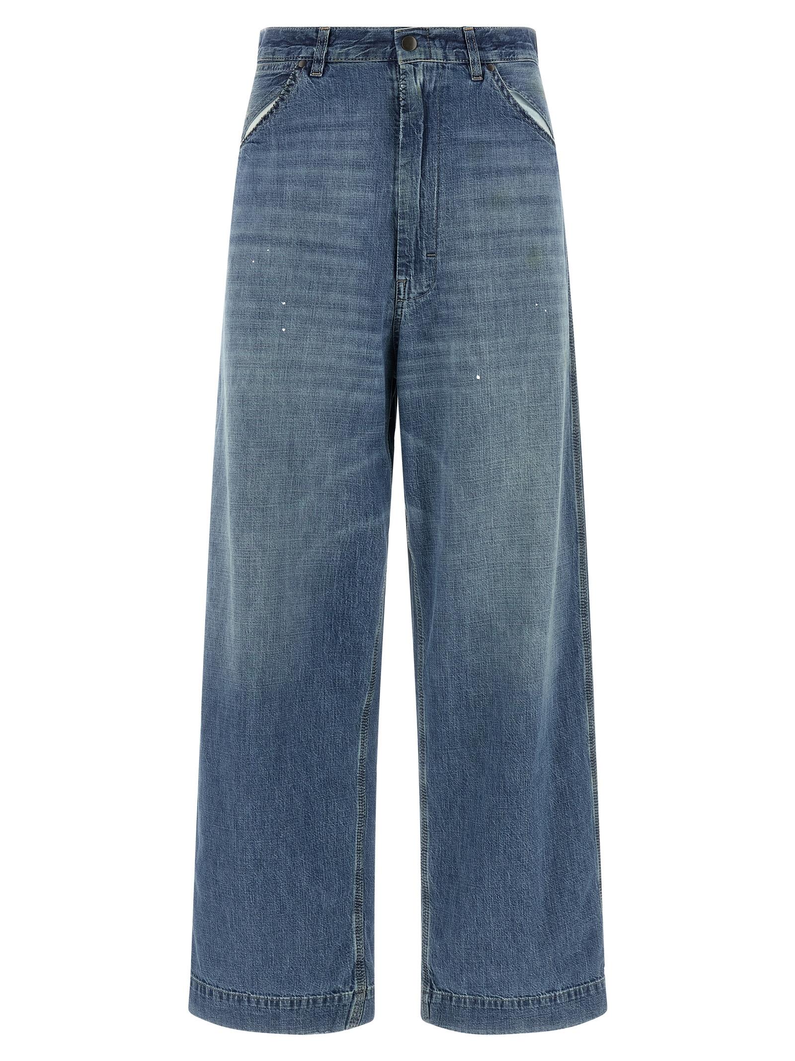 maison margiela four stitches jeans blue cotton - women