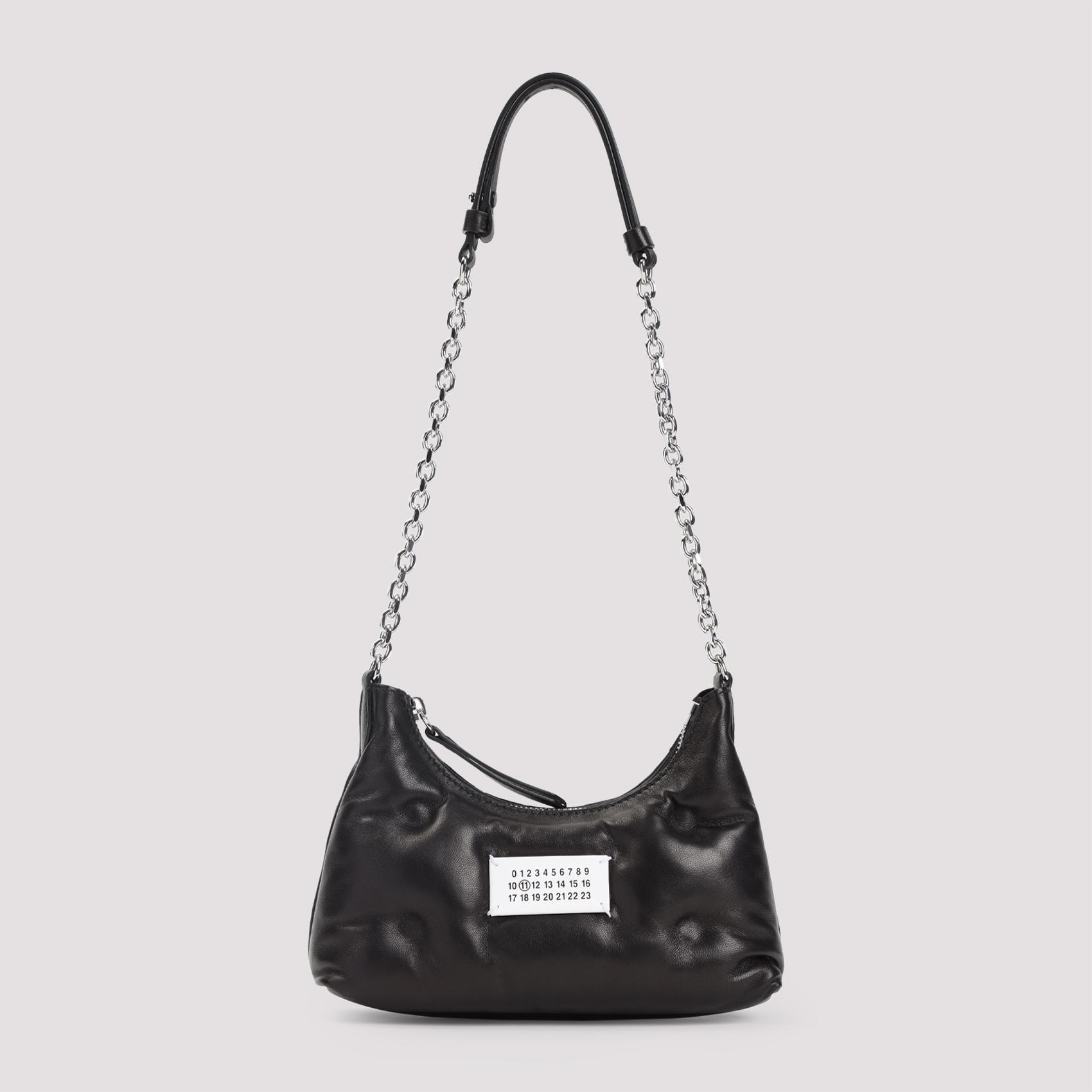 maison margiela glam slam hobo micro handbag black lamb leather bag - women