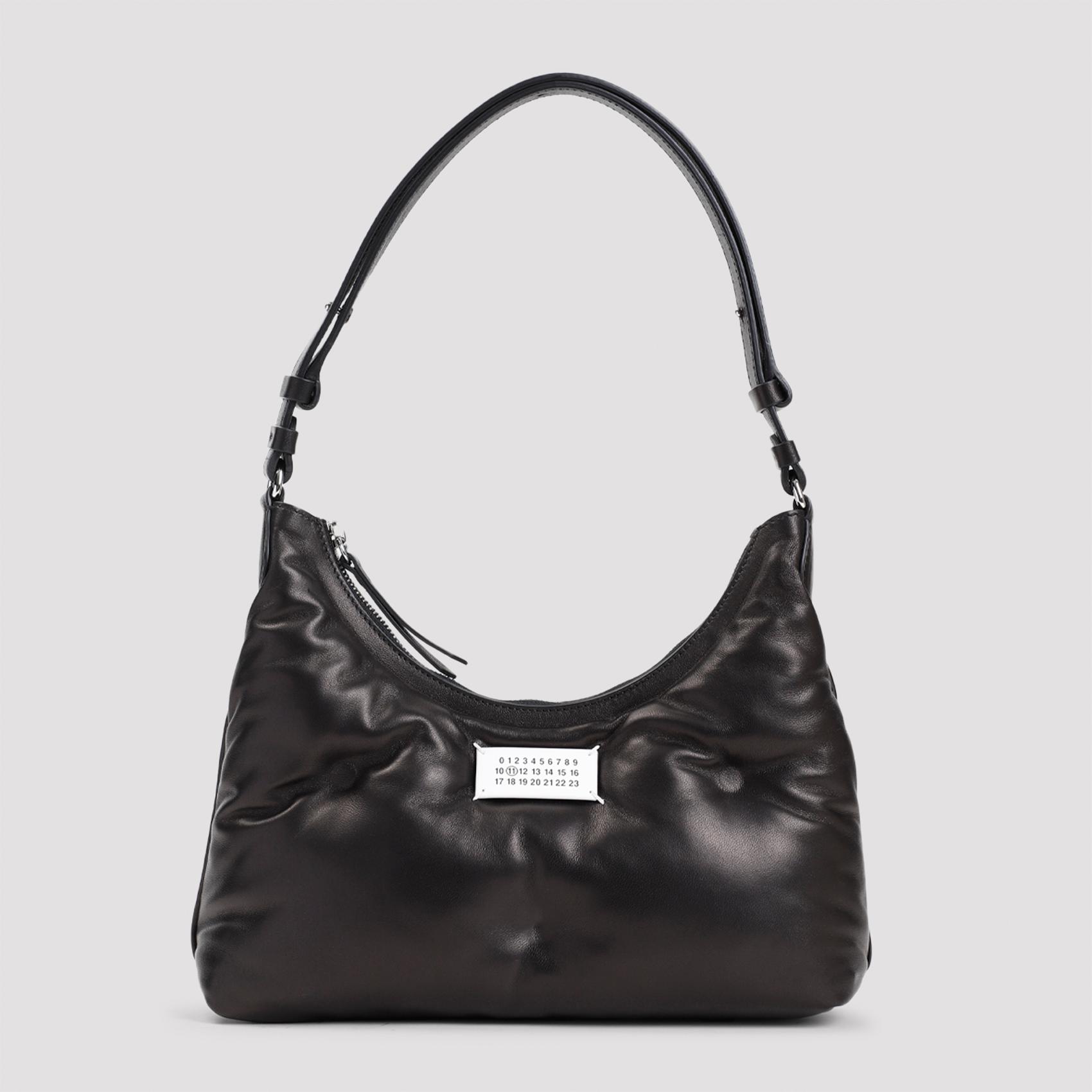 maison margiela glam slam small hobo bag black lamb leather - women