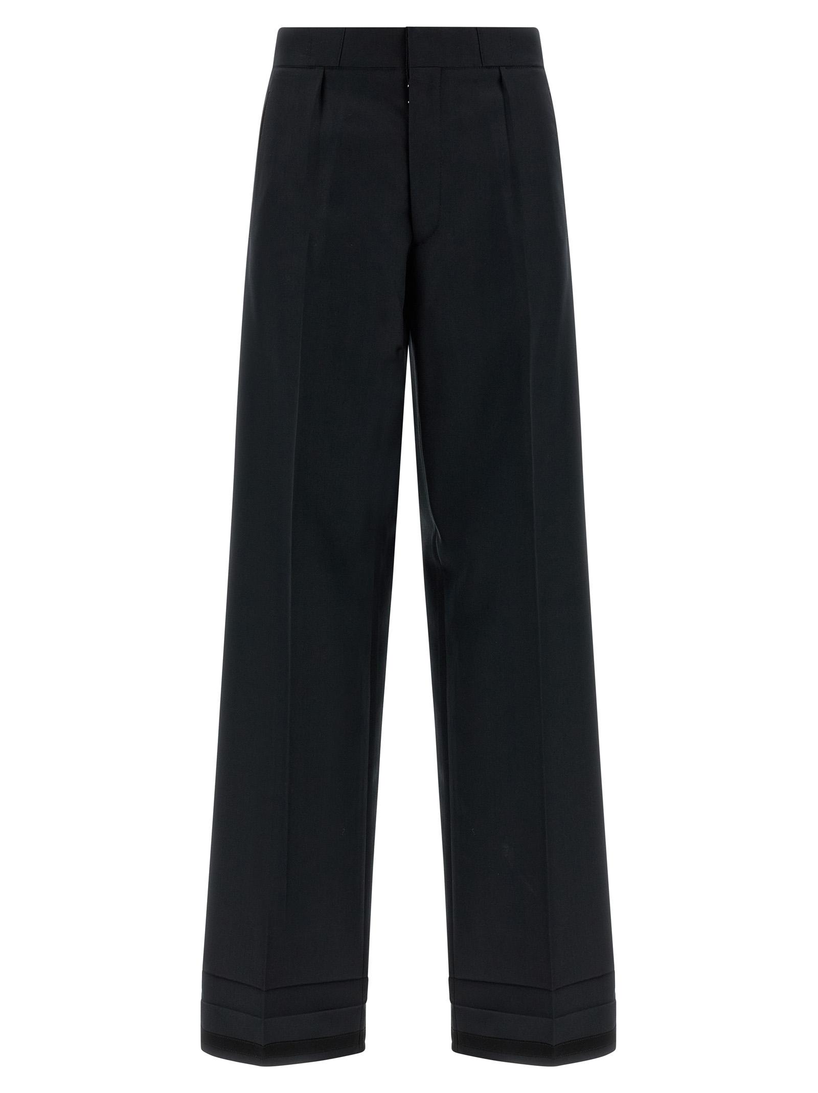 maison margiela herringbone trousers black wool polyester pant - women