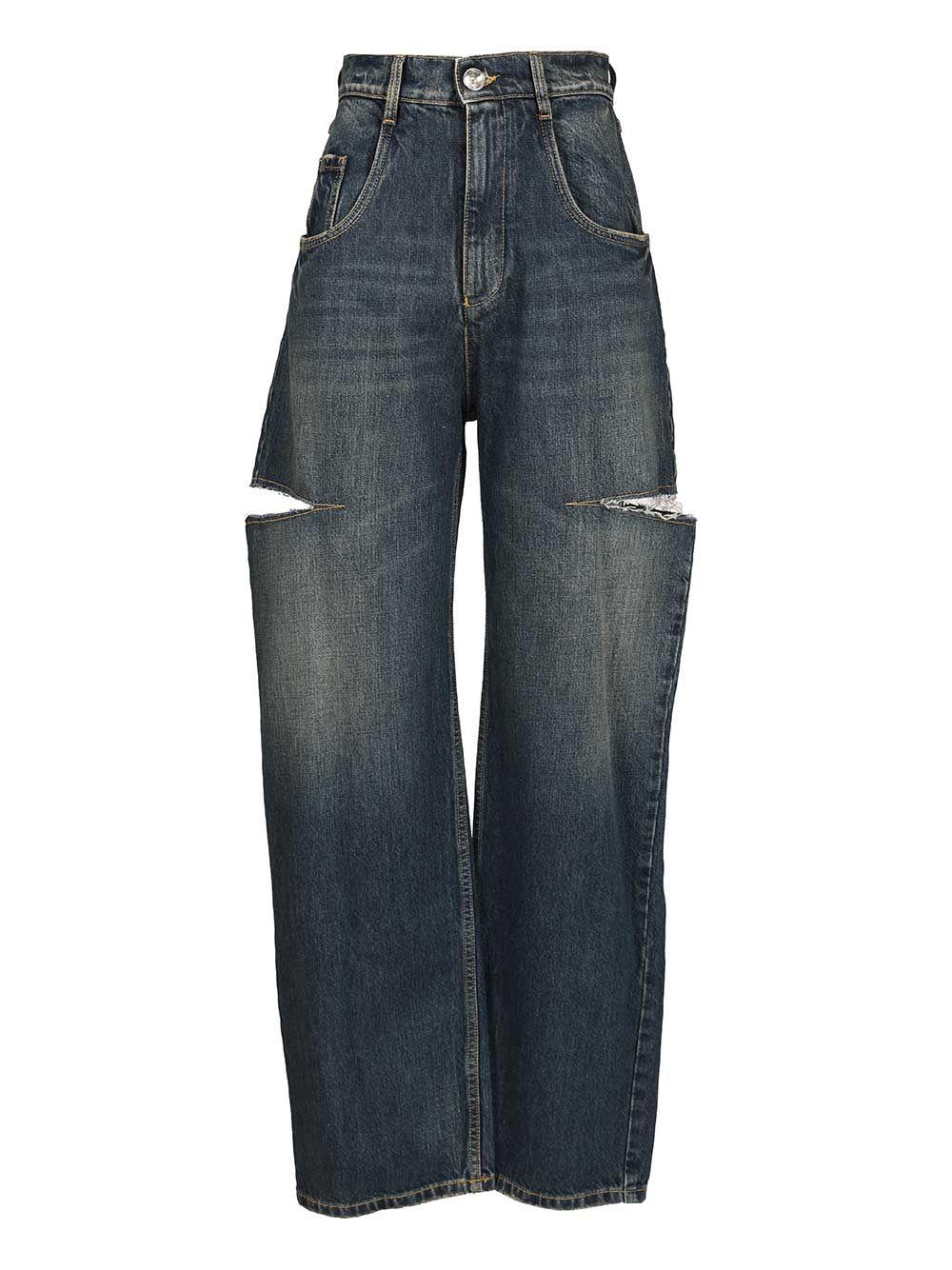 maison margiela high-waisted jeans with side rips