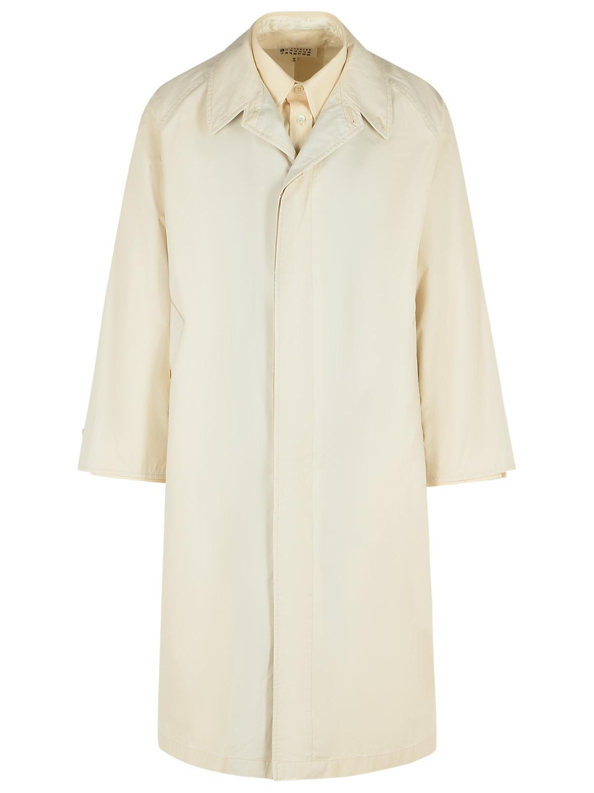maison margiela ivory cotton trench coat