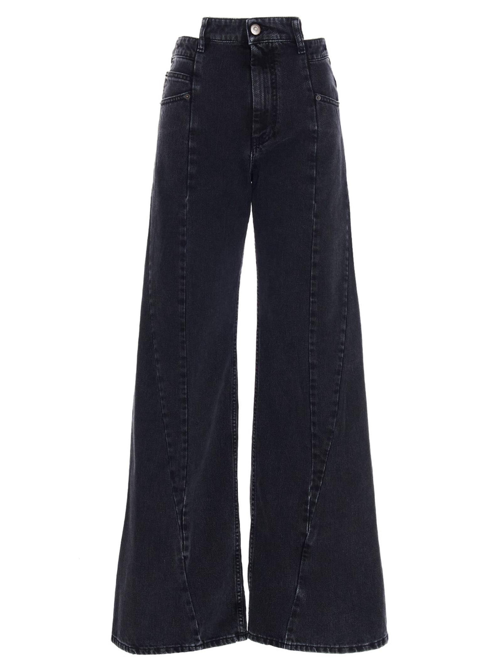maison margiela jeans asymmetrical waist black cotton - women