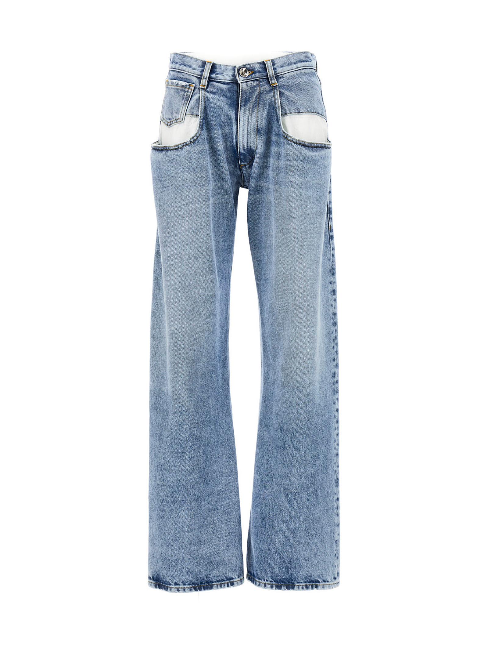 maison margiela jeans tagli laterali light blue cotton - women