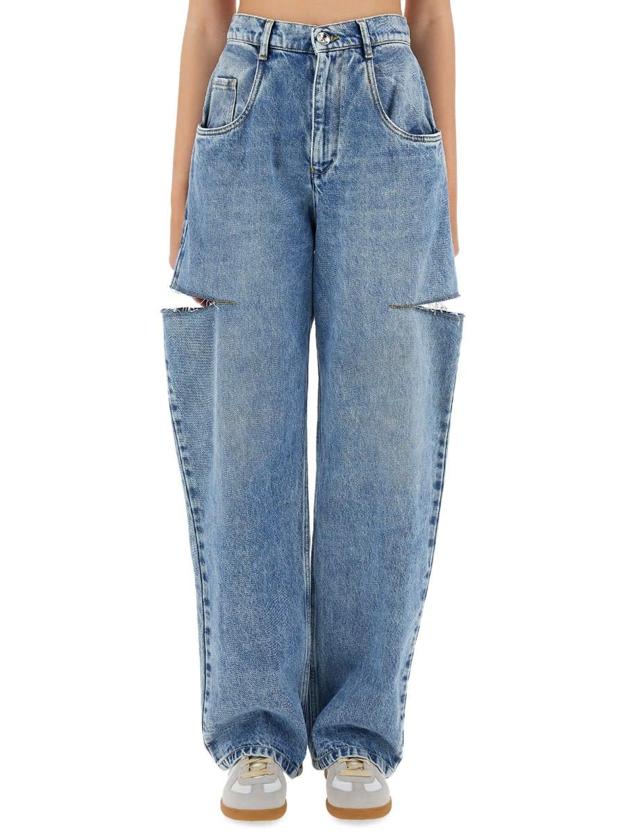 maison margiela jeans with cut out detail