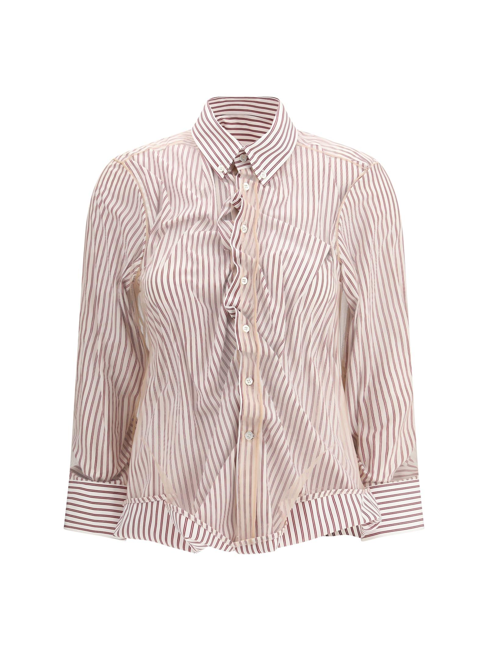 maison margiela layered tulle striped shirt