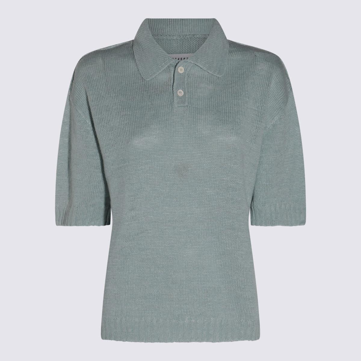 maison margiela light blue canapa polo shirt
