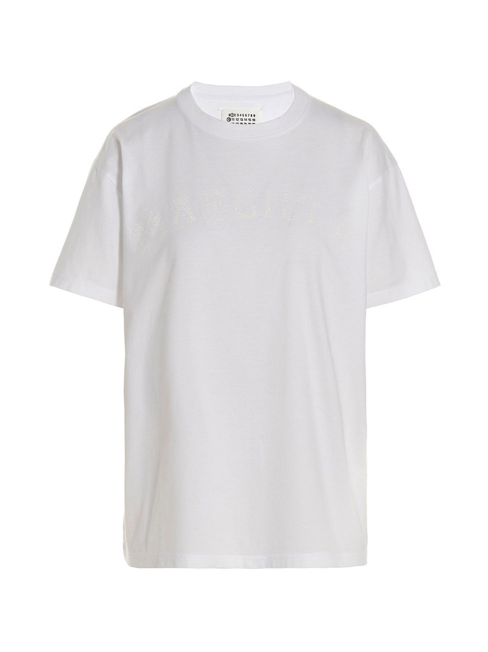 maison margiela logo t-shirt white cotton - women