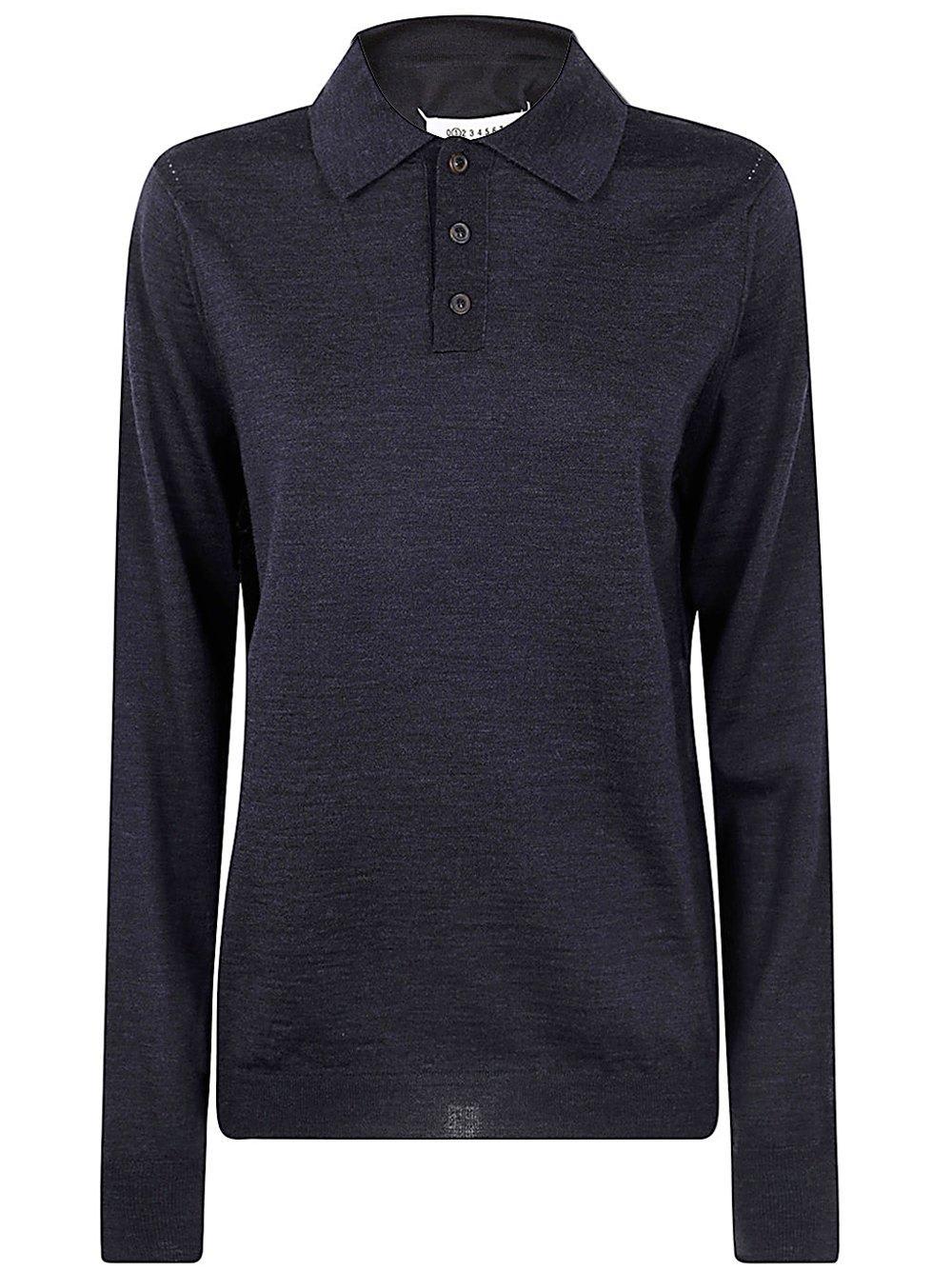 maison margiela long-sleeved knitted polo shirt