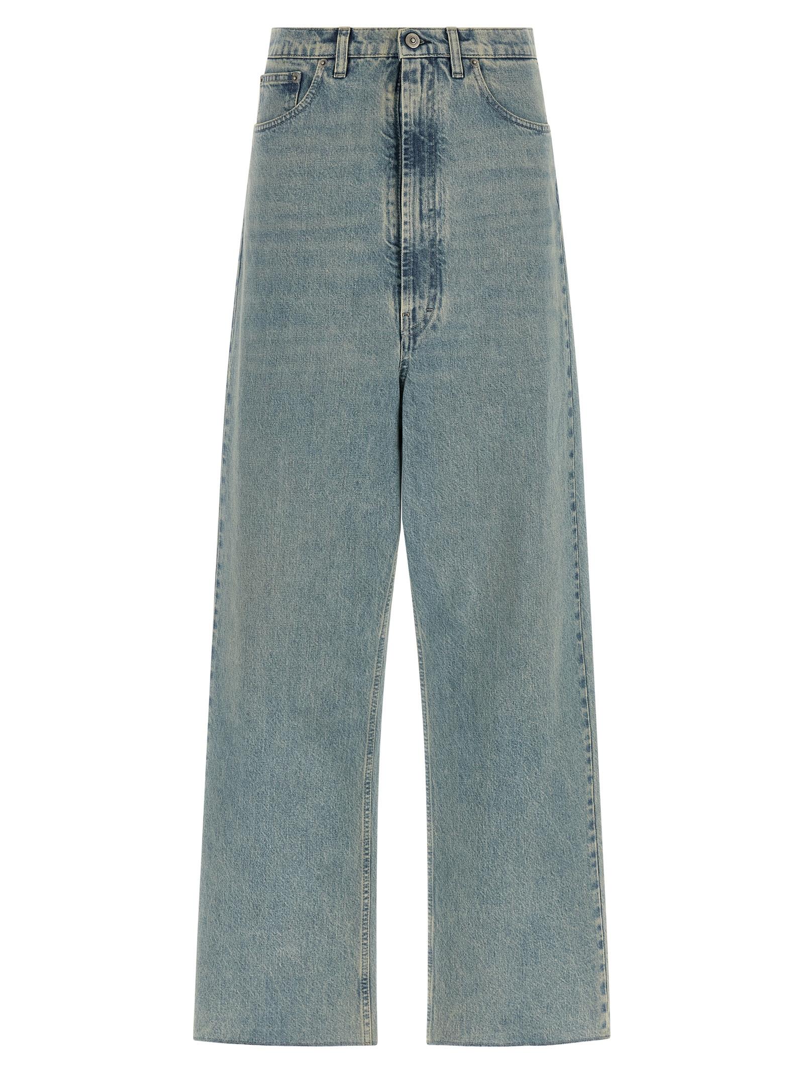 maison margiela low crotch jeans light blue cotton - women