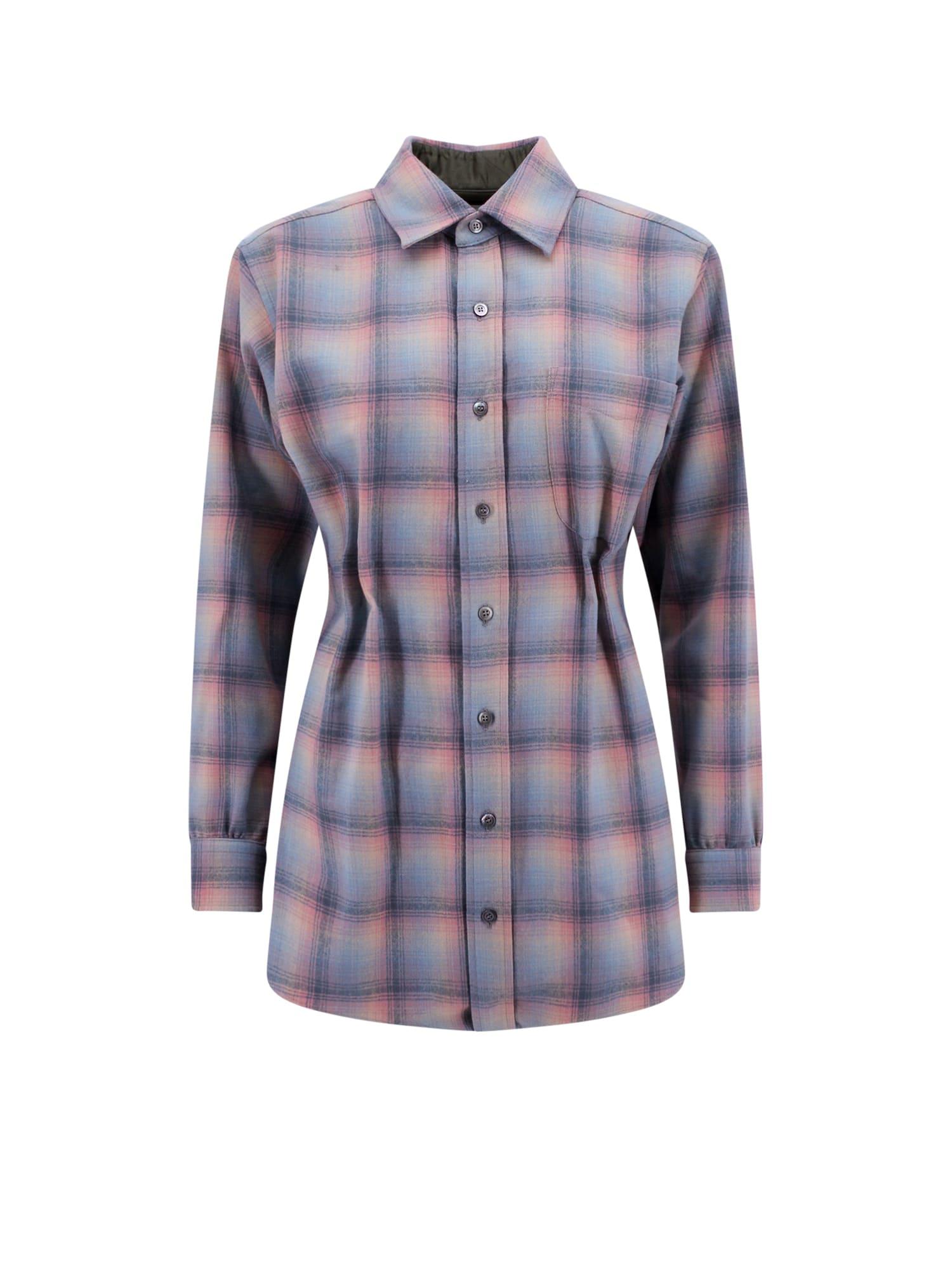 maison margiela madras wool shirt