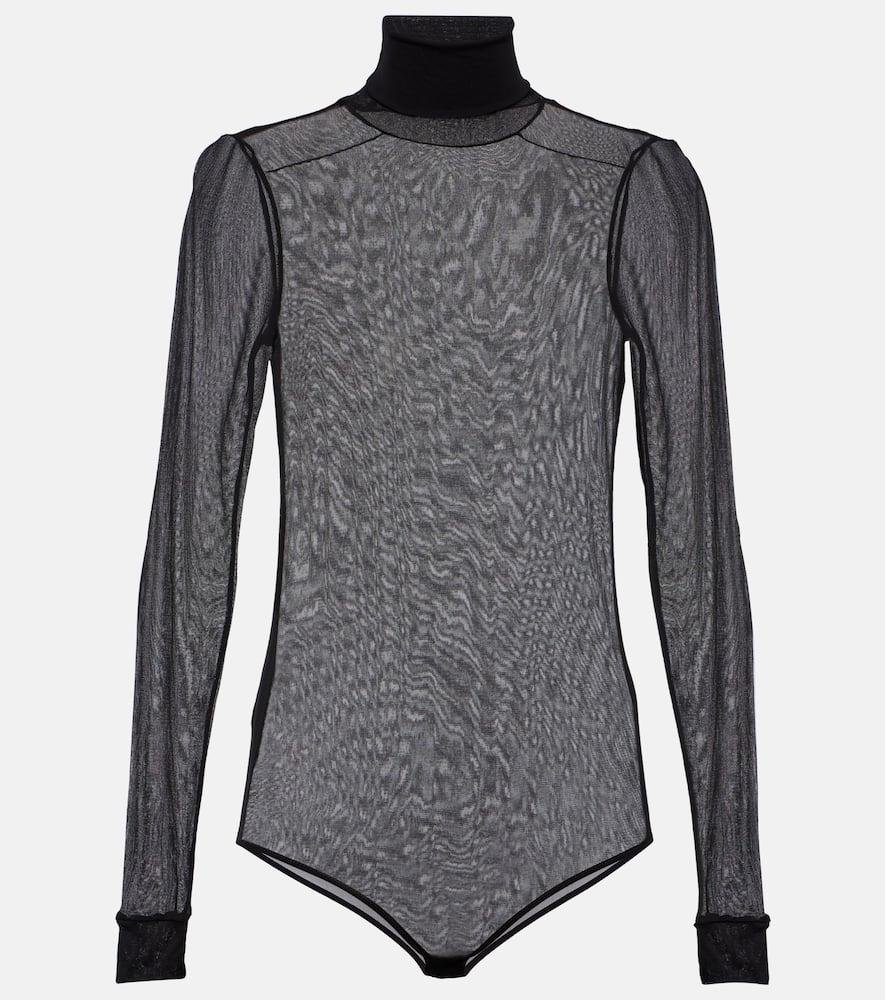 maison margiela mockneck sheer mesh bodysuit