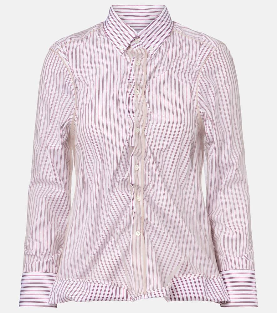 maison margiela pinstriped ruffled cotton poplin shirt