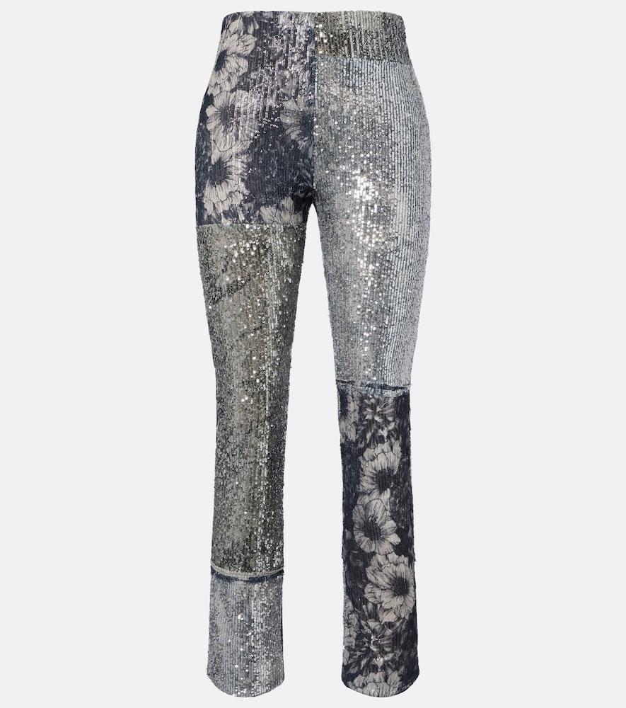 maison margiela sequined patchwork slim pants