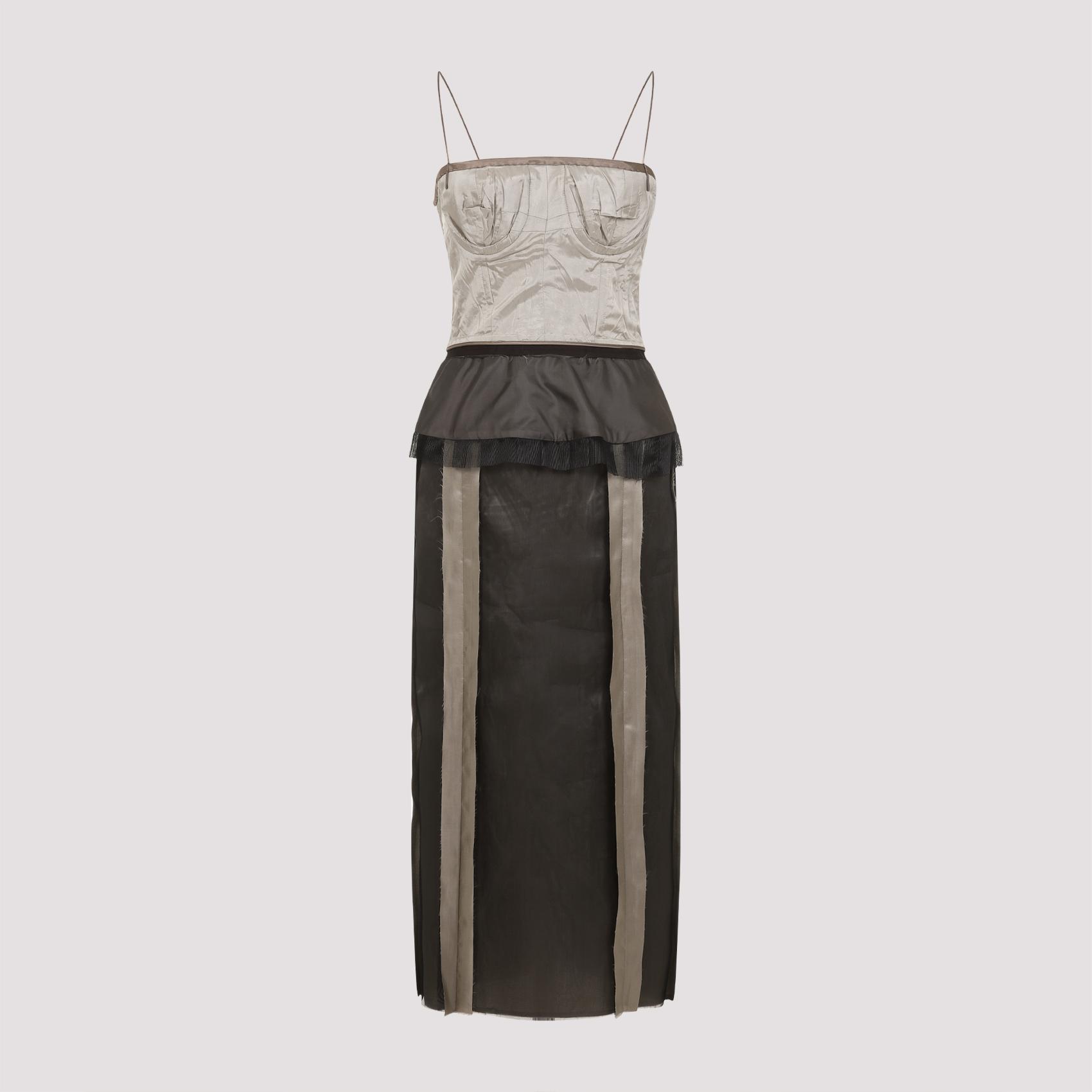 maison margiela silk midi dress grey - women