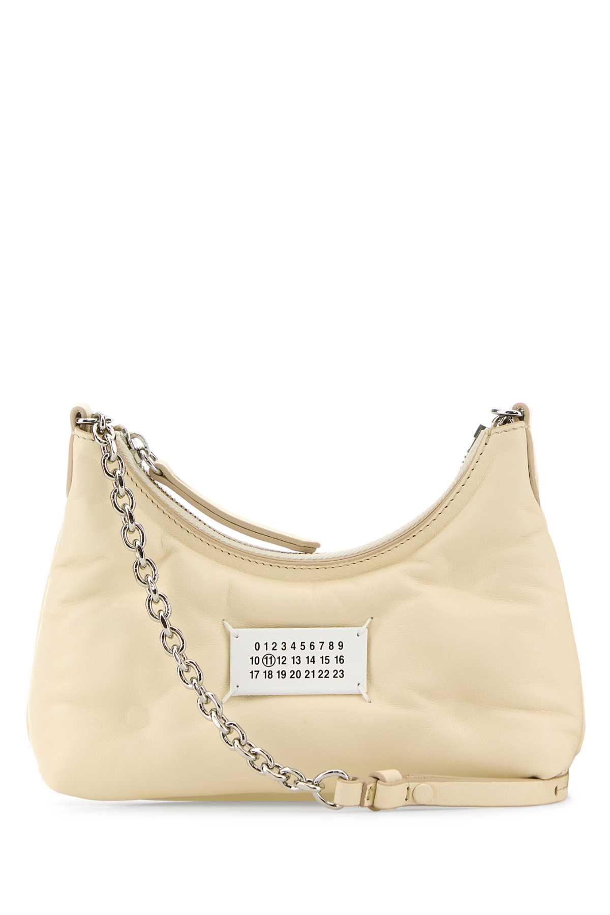 maison margiela small hobo ivory leather bag