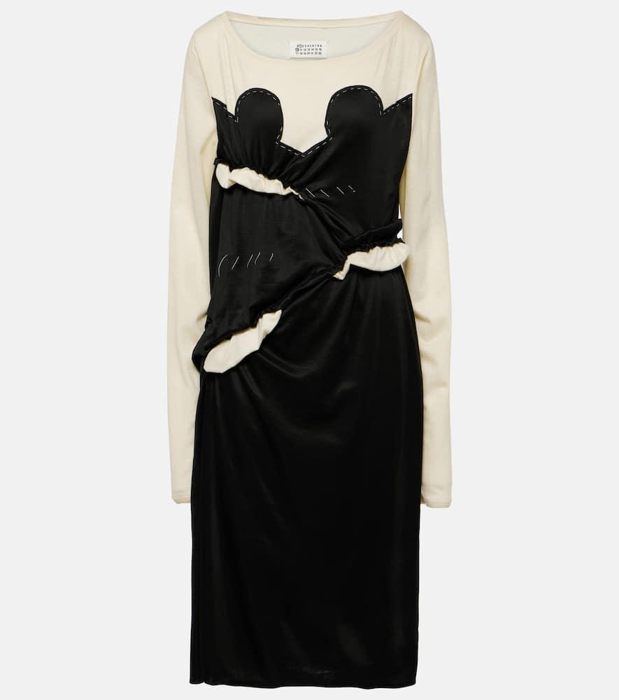 maison margiela spliced gathered jersey midi dress