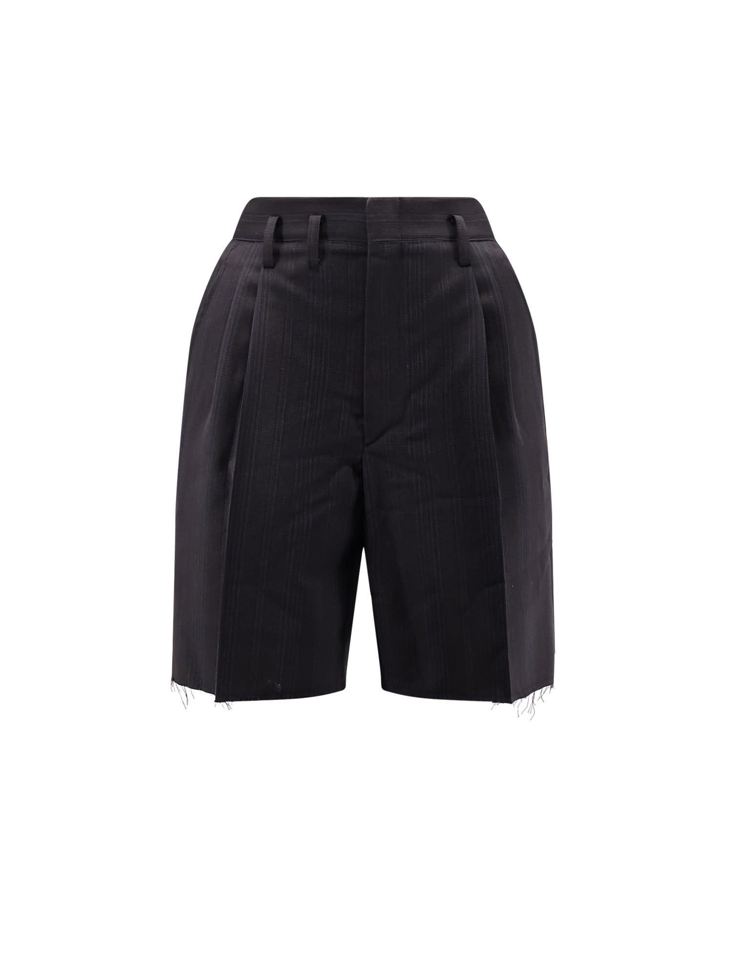 maison margiela striped virgin wool shorts