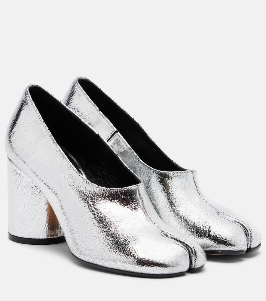 maison margiela tabi 80 metallic leather pumps