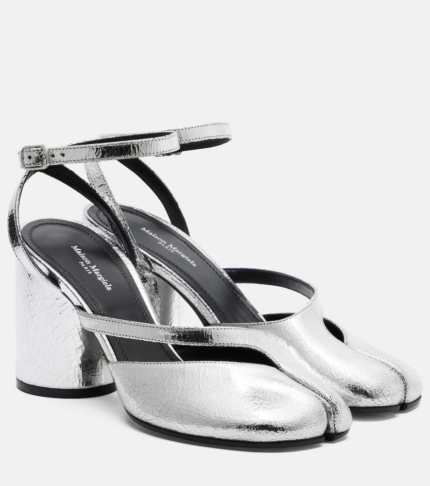 maison margiela tabi metallic leather pumps