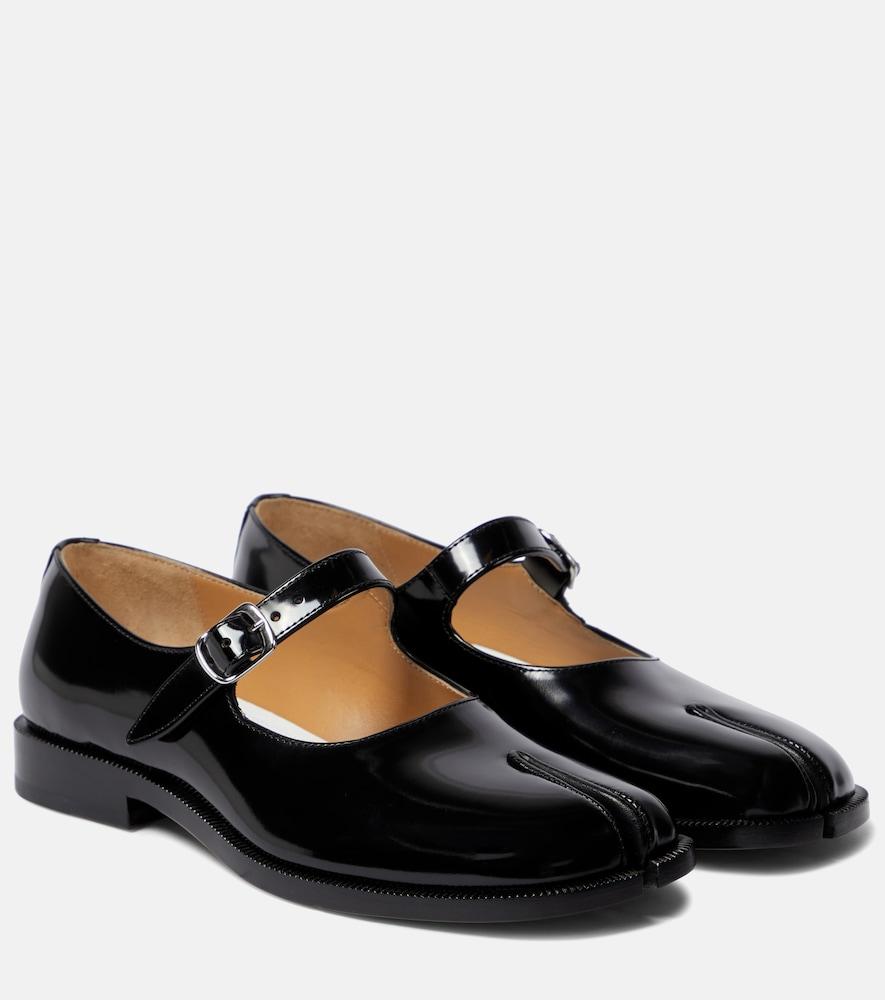 maison margiela tabi patent leather mary jane flats