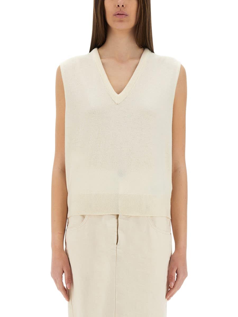 maison margiela v-neck wool vest