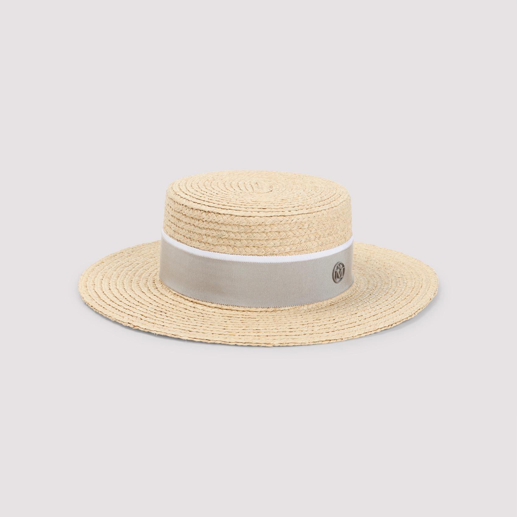 maison michel kiki hat nude & neutrals raffia cotton viscose - women