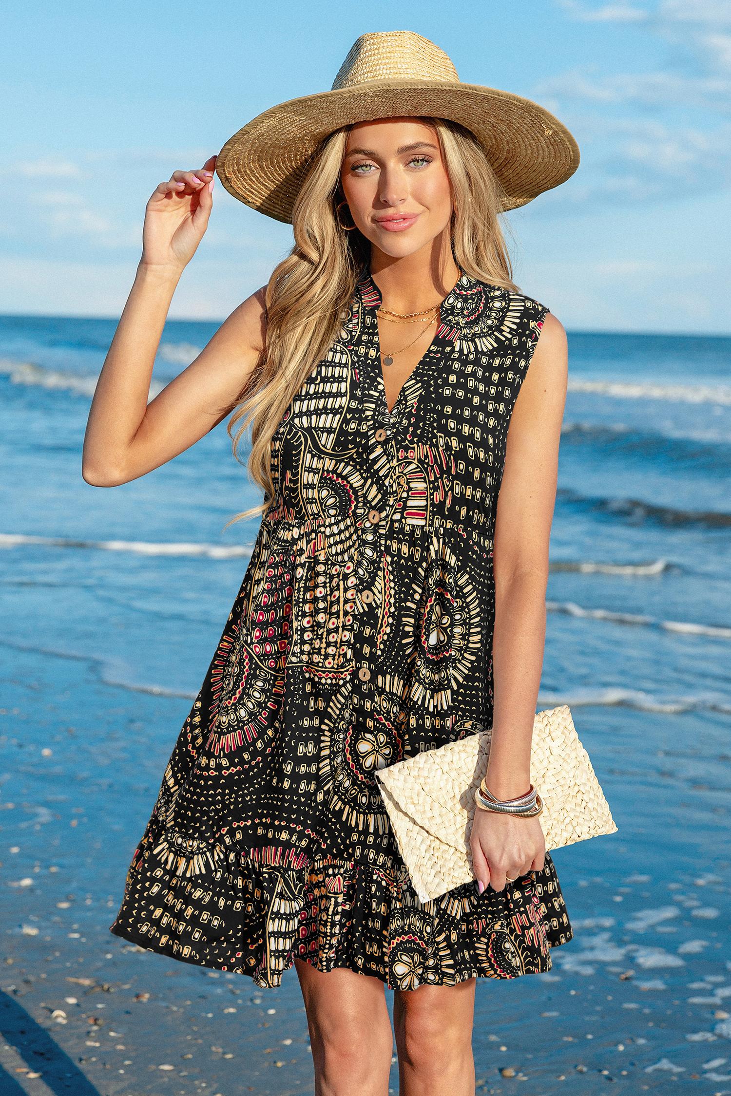 majestic abstract cover-up mini dress - l