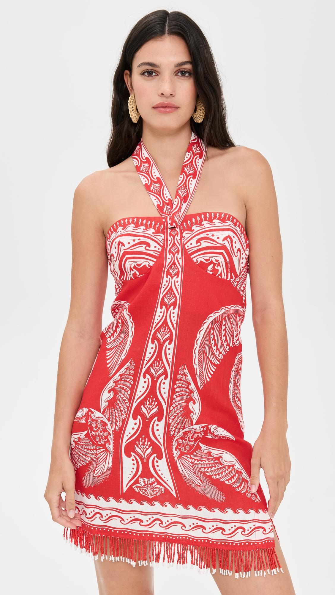 majestic coconut tree red mini dress