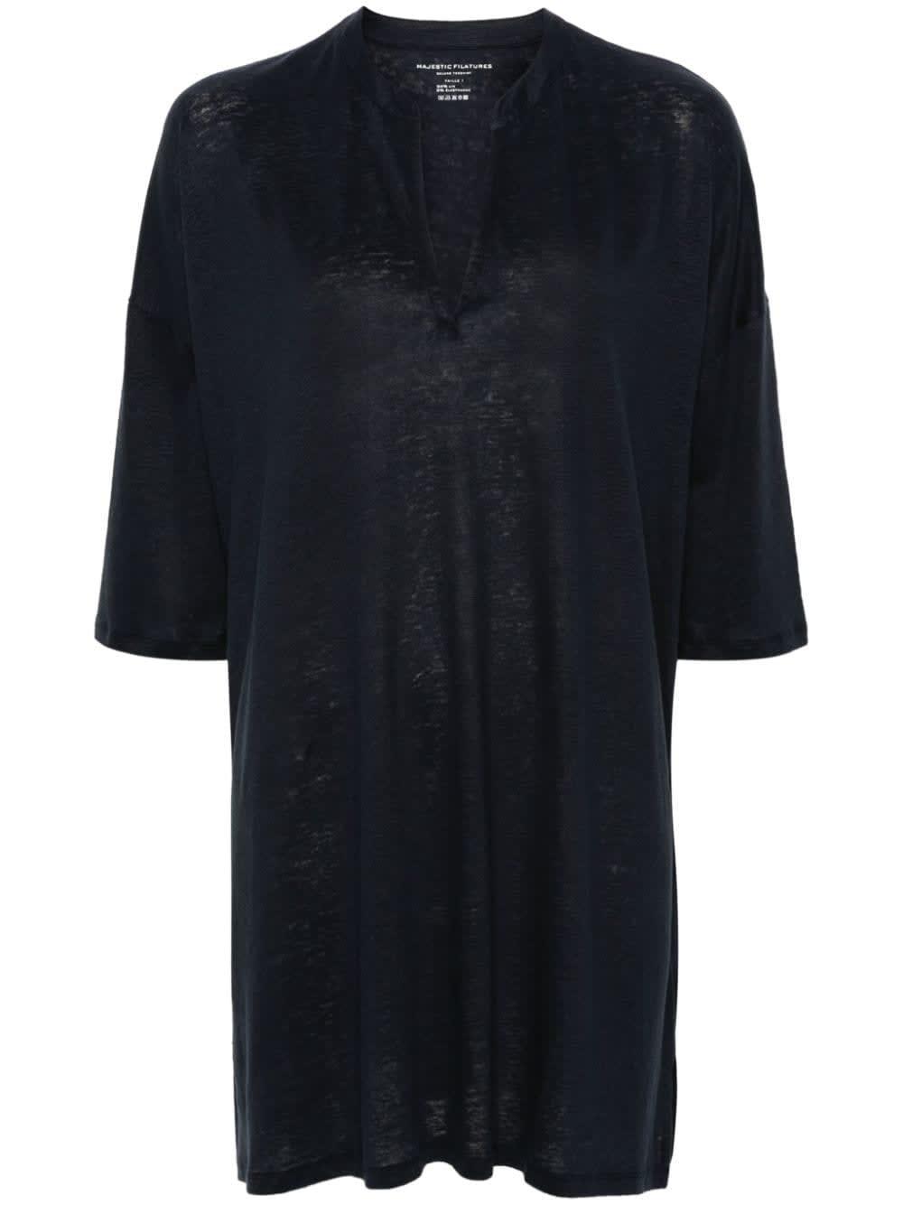 majestic filatures linen blend tunic dress