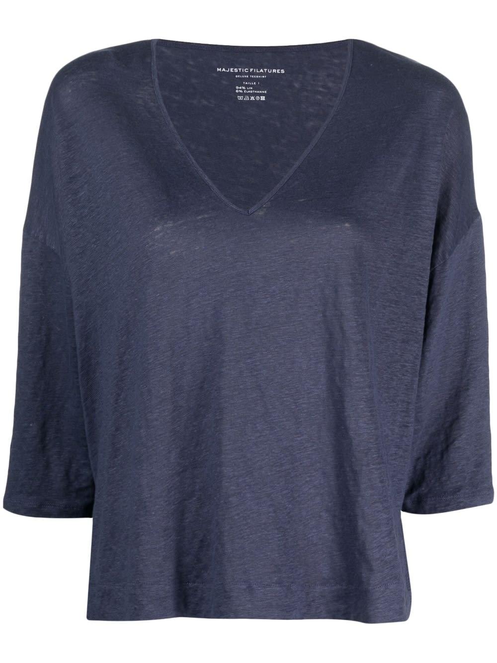majestic filatures v-neck linen blend sweater