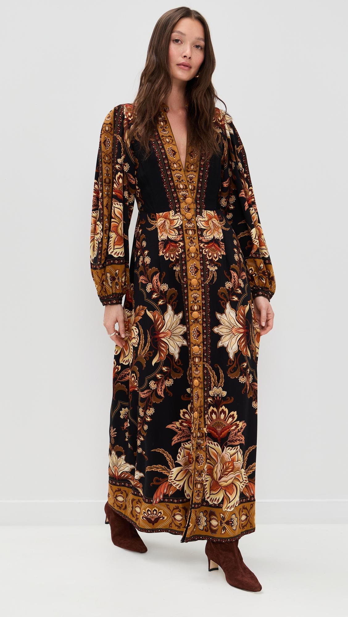 majestic garden black maxi dress
